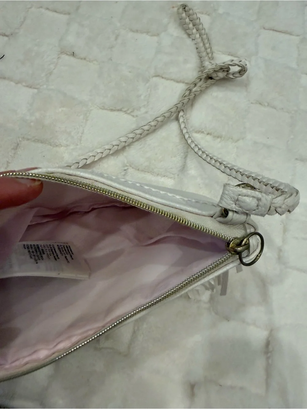 Follow Your Heart White Fringe Crossbody Bag
